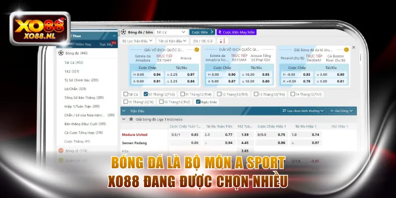 Bóng đá là bộ môn A Sport XO88 đang được chọn nhiều