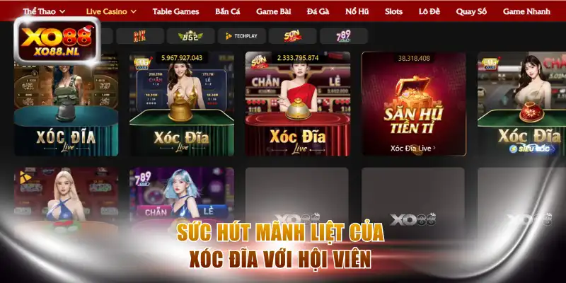 Sức hút mãnh liệt của xóc đĩa với hội viên 